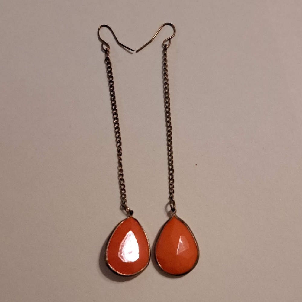 Elegant Orange Teardrop Earrings